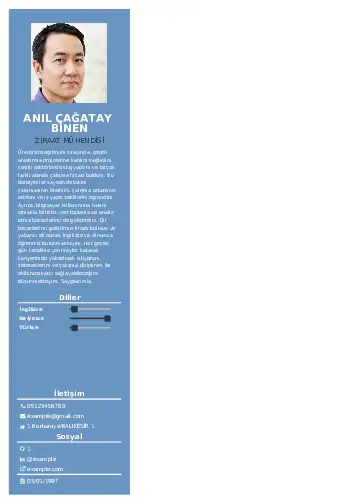 Ziraat Mühendisi Cv Örnekleri cv indir